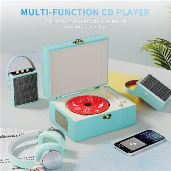 BlueTime Music Box CD Player Rechargeable Bluetooth Speaker Home Decoration - Picture 3 of 8